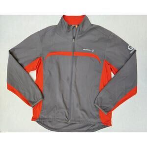 Merrell Men’s Large Softshell Windbreaker Full Zip Jacket Gray Orange EUC